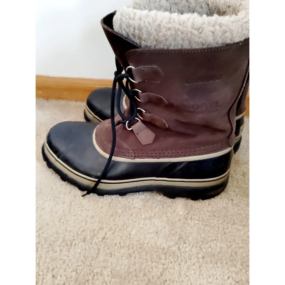 Sorel CARIBOU Men 11 Fleece Lined Waterproof Hiking Brown Leather Snow Barn Boot